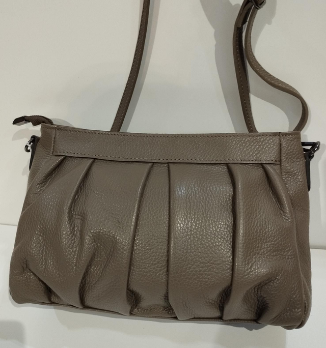 Sac Cuir Grainé Plissé Taupe