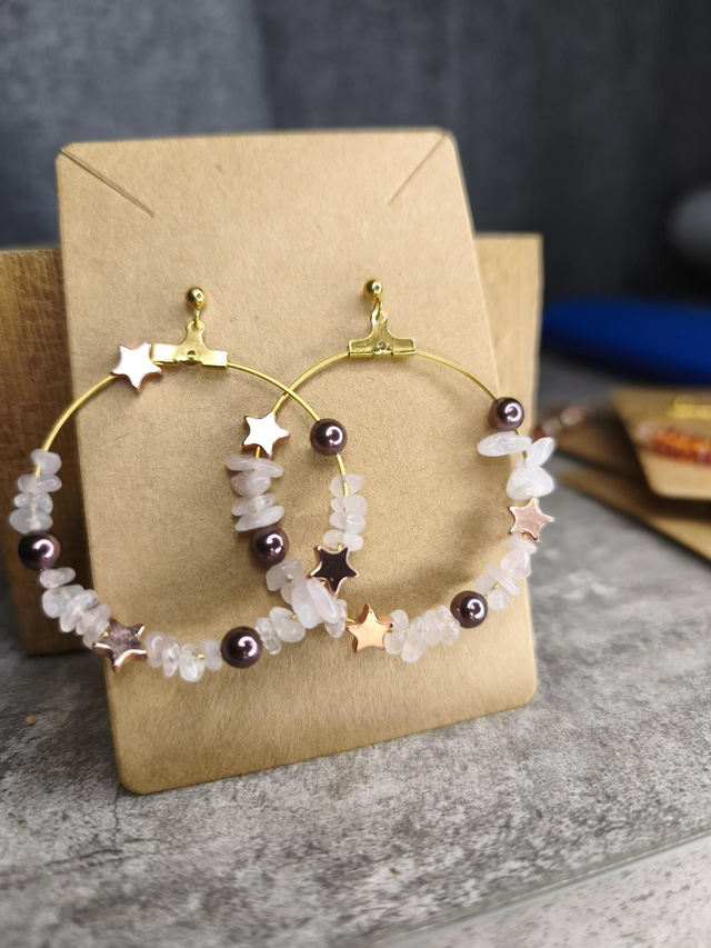 Créoles quartz rose 