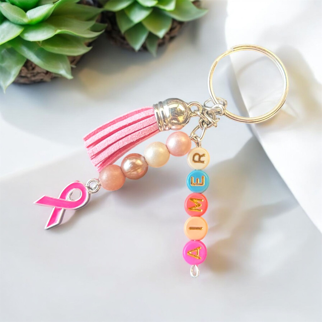 Porte clé octobre rose (aimer)