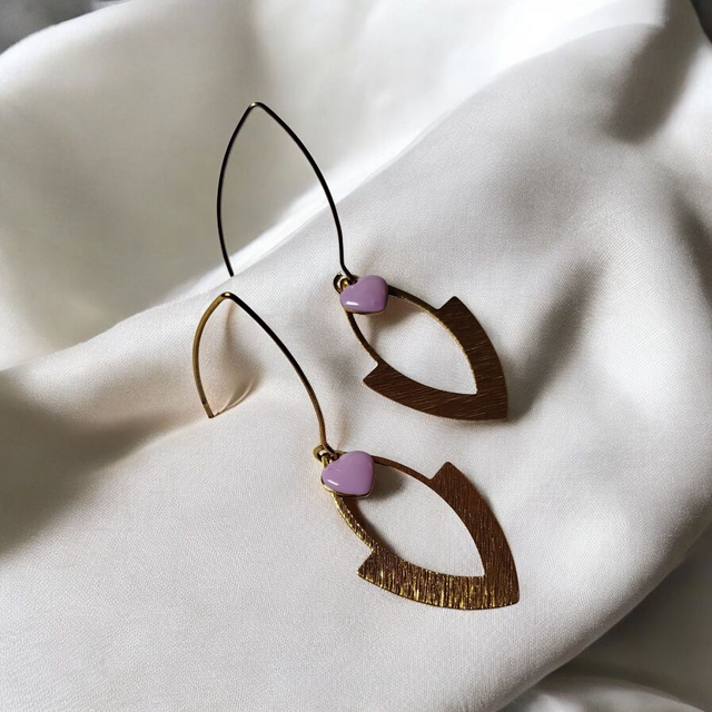 Boucles d&#039;oreilles parme et doré