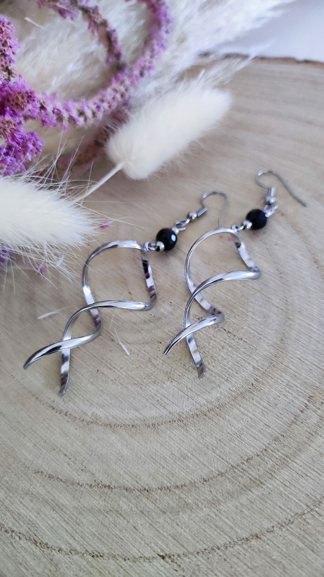 Boucles d'oreilles "Élégance" Obsidienne facettée