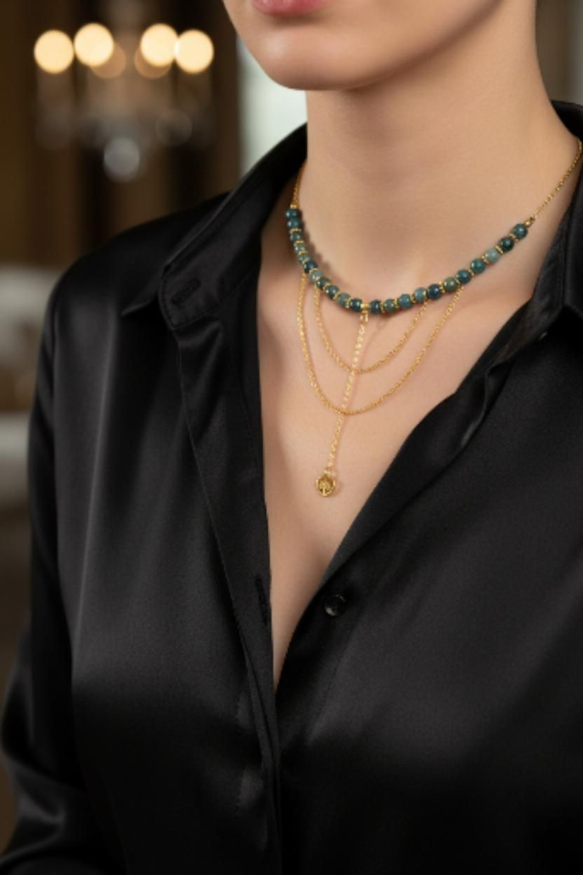 Collier Agate Mousse - Souffle de Paix & Renouveau