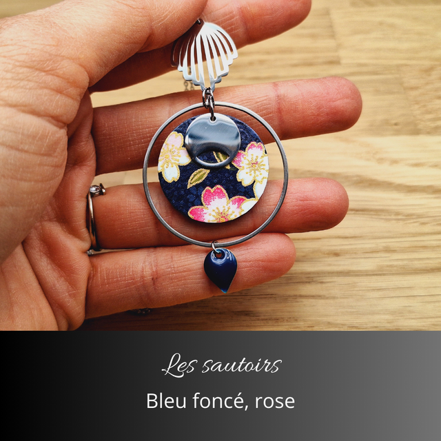Collier sautoir Olympe - Bleu foncé, rode