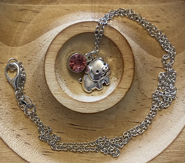 Faux gemstone &amp; pig charm necklace