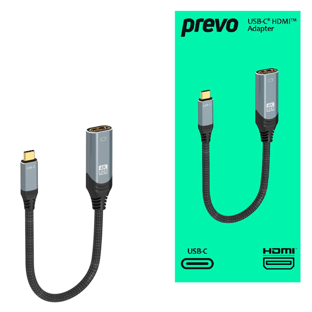 Prevo USBC-HDMI-ADA Display Converter Adapter, USB Type-C (M) to HDMI (F)