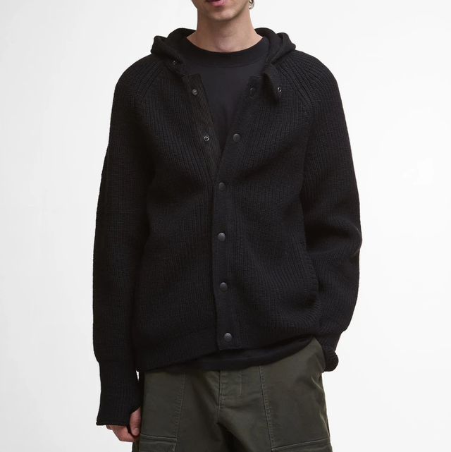 Barbour Middens Knitted Hoodie Black