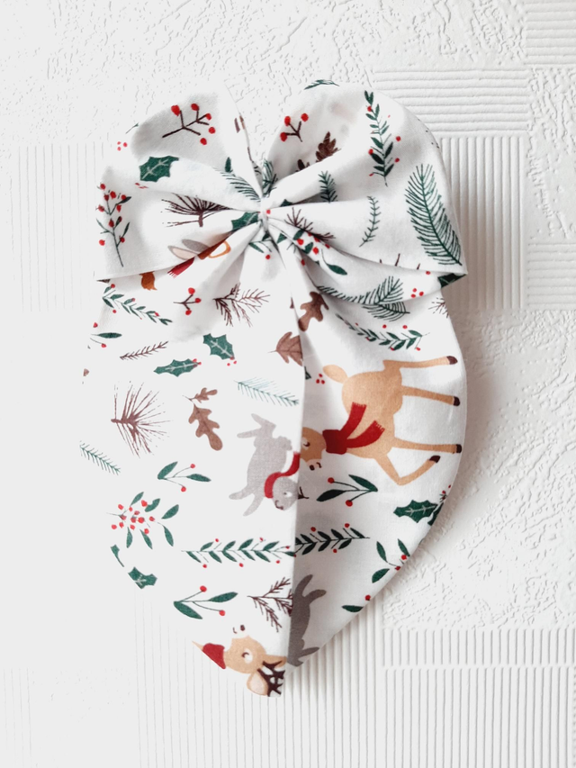 Barrette noeud  &quot;Noël en forêt&quot;