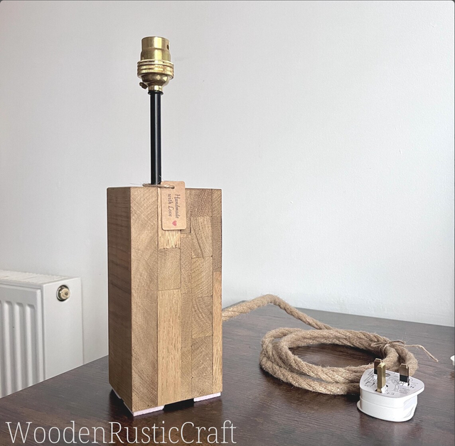 Rustic Solid Oak Desk Lamp Base – Beeswax Finish
