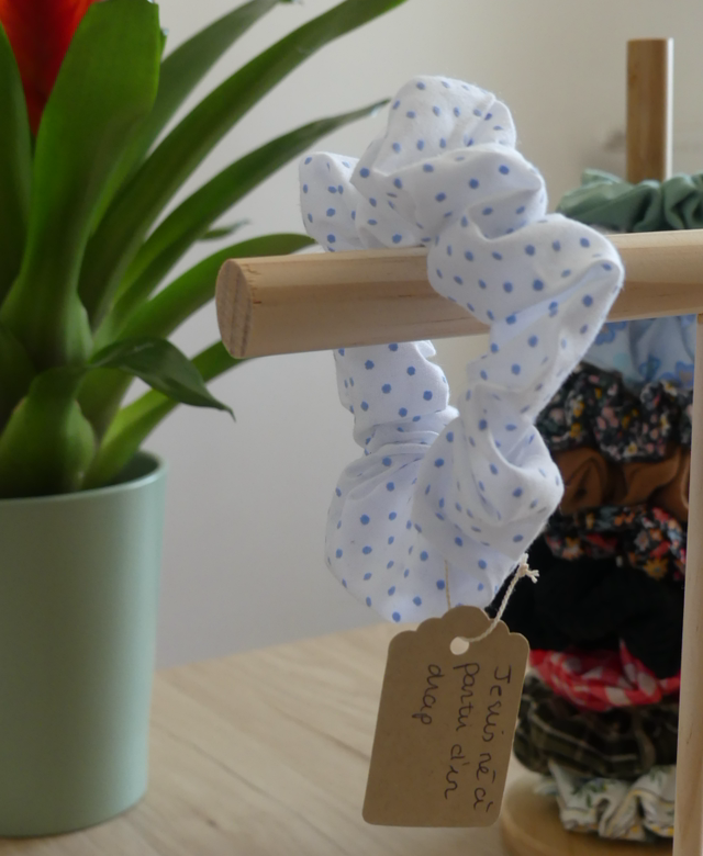 Chouchou Ève blanc à pois 