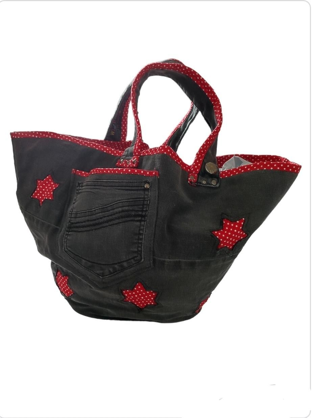 Sac Panier jeans recyclé upcycling pièce unique 