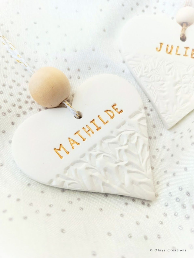 Ornement coeur en argile personnalisable