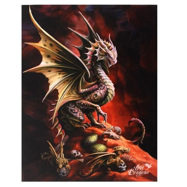 19x25cm Desert Dragon Canvas Plaque By Anne Stokes