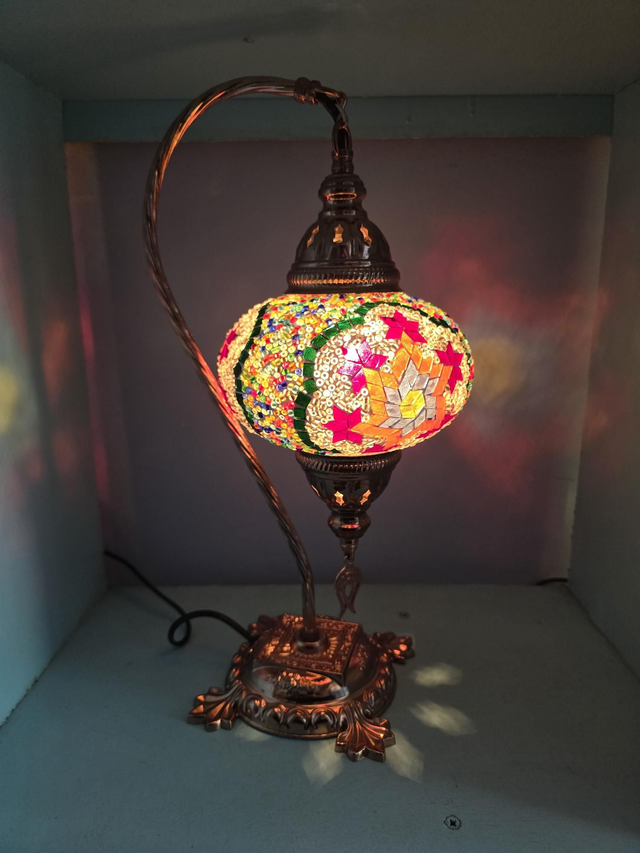 Large Mosaic Swanneck Table Lamp