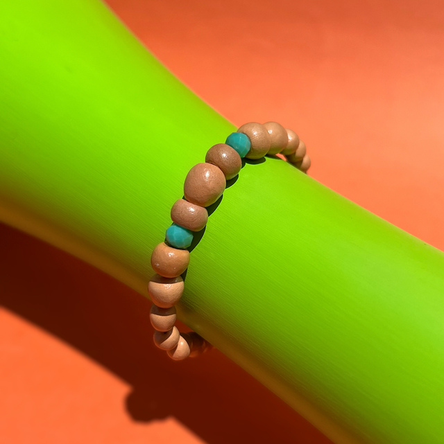 Pulseira Bolas Cristal Turquesa Fina — Peça ÚNICA 