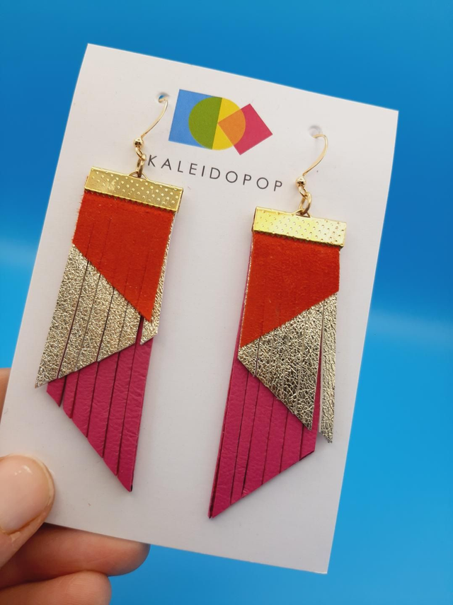 Fringed earrings - Red / magenta