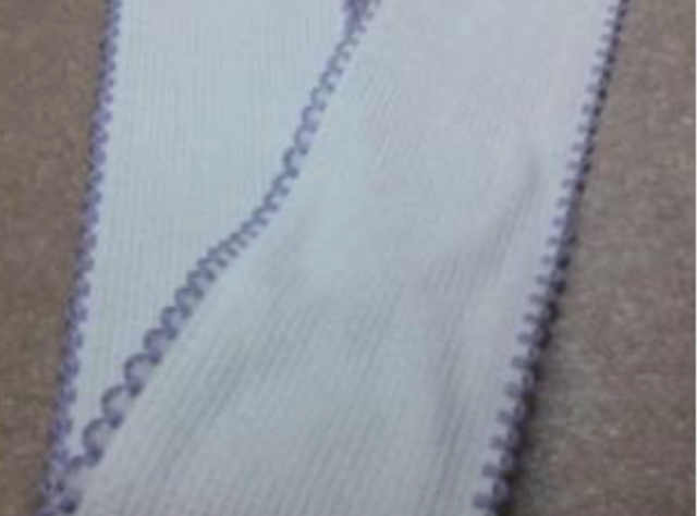 1” Aida White Band with Lilac Edge (Per metre)