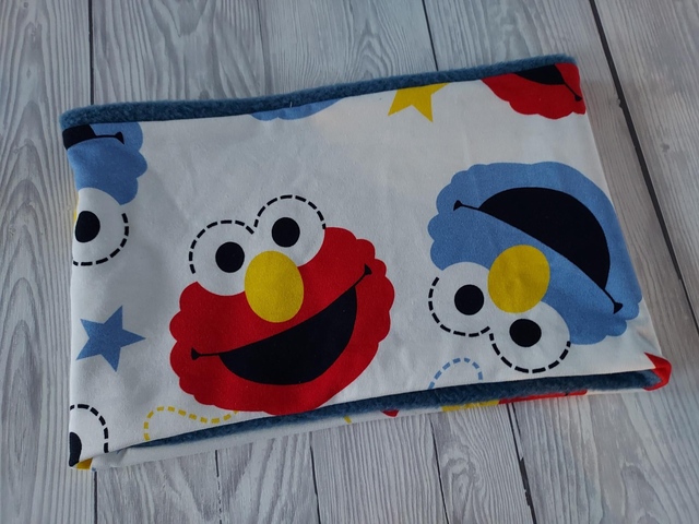 Elmo Neck Warmer, Snood with Denim Fleece,