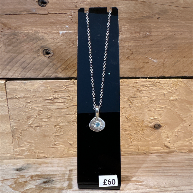 Stone Pebble Necklace with Star Setting 