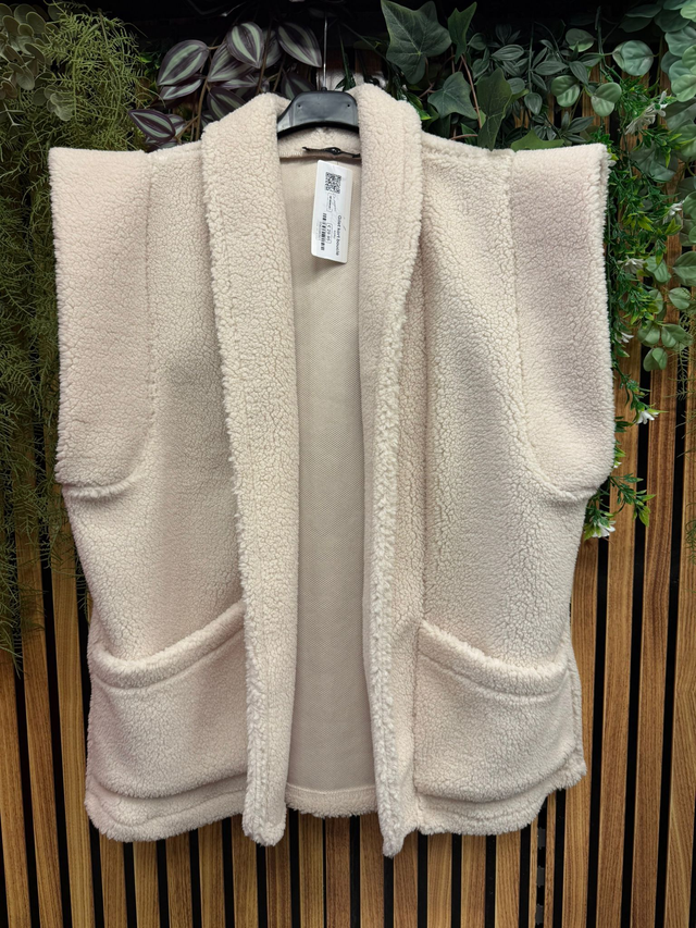 Gilet bouclé kort ecru