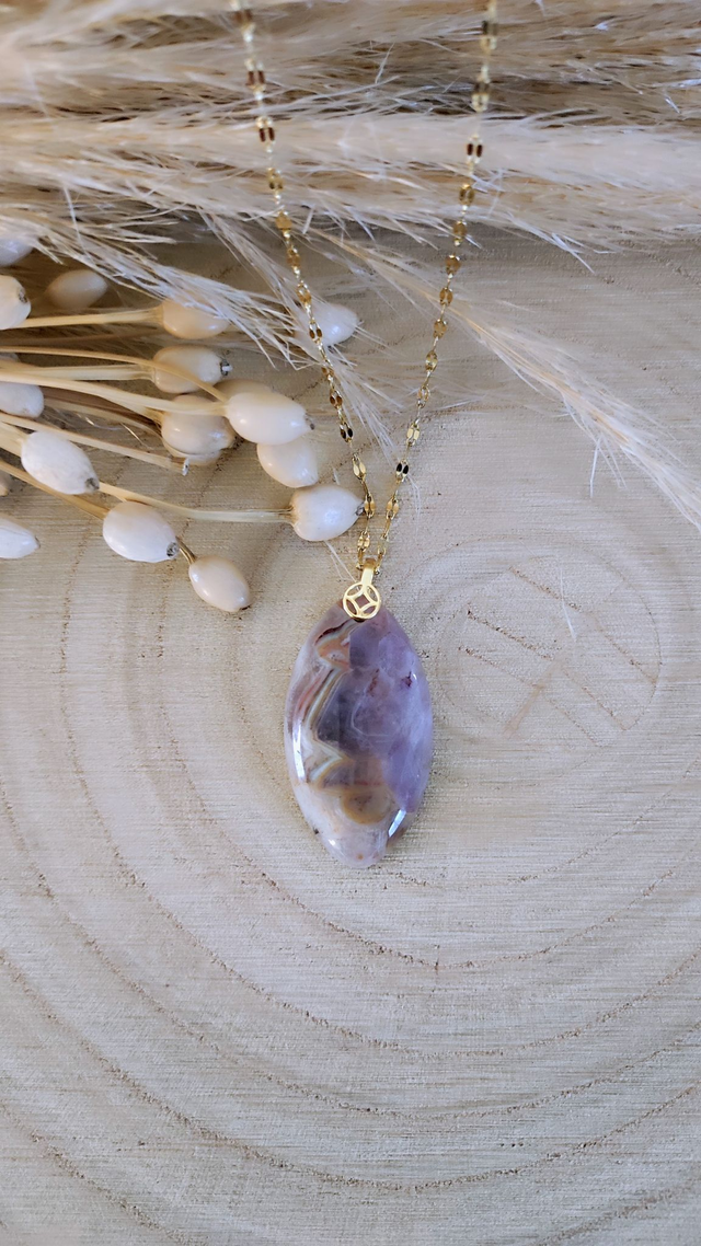 Pendentif Agate inclusion Améthyste