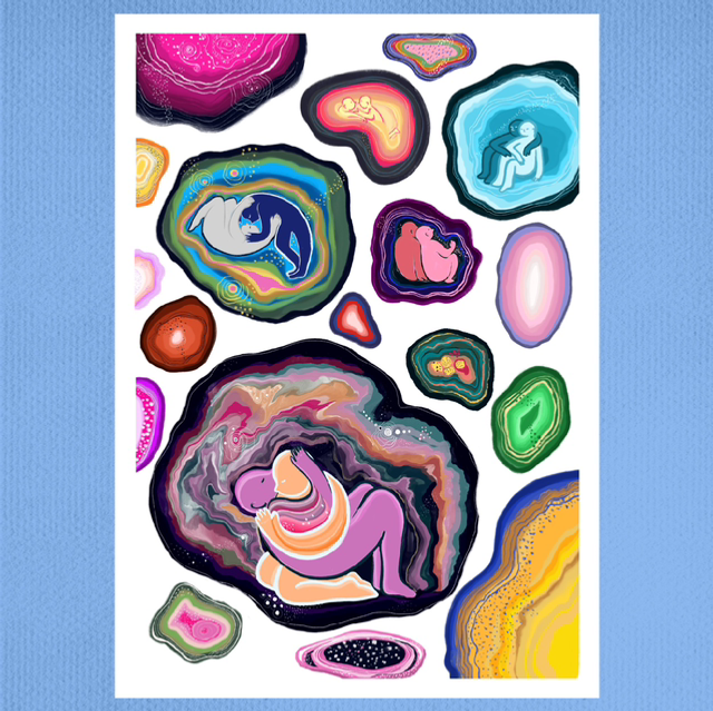 Brangakmeniai iliustracija - Gemstones Print