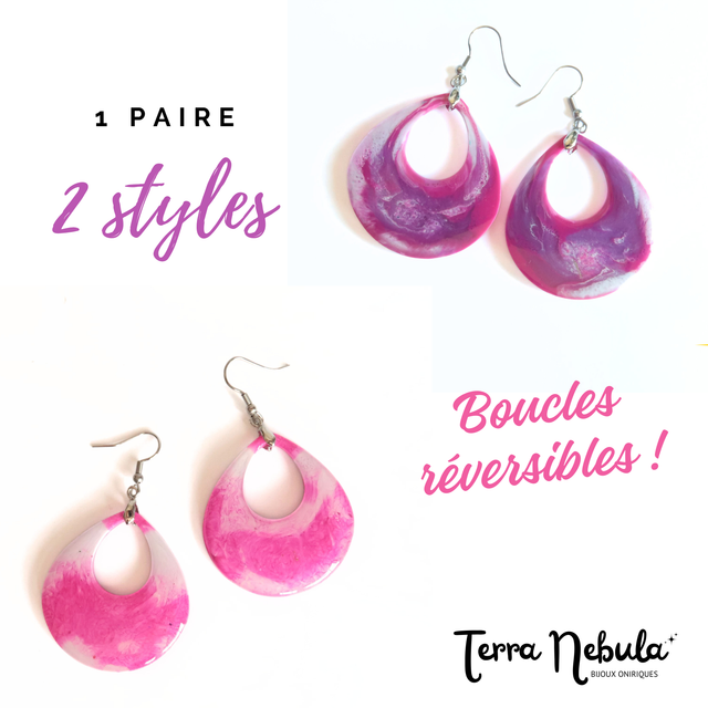 Grandes boucles d&#039;oreilles Muse RÉVERSIBLES | BO186A