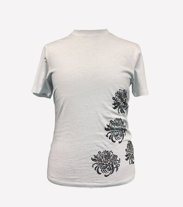 Floral handprinted graphic art T-shirt