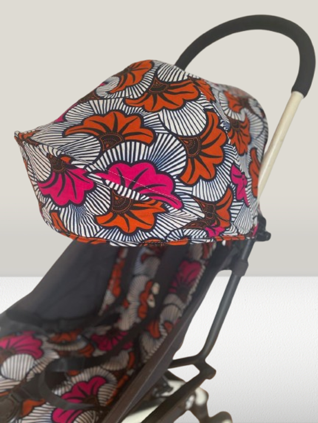 Habillage de poussette yoyo upcyclé - Fleur de mariage Orange et Fuschia