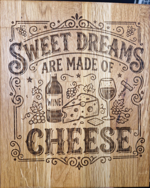 Cheeseboard - small - solid oak, laser engraved with various designs