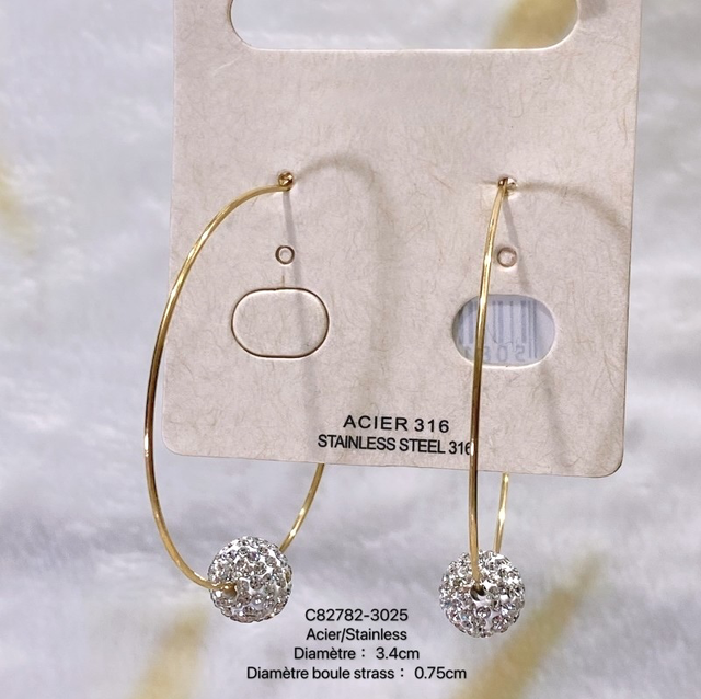 Boucles créoles boule strass