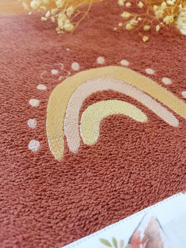 Drap de Douche Moka Terracotta Brodé