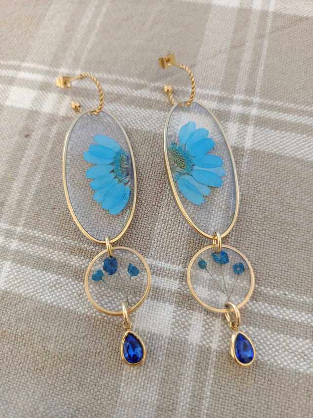 Modèle unique - Strass et fleurs bleues