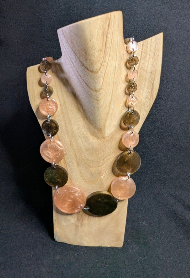 Collier disques marrons