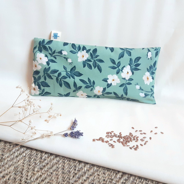 Coussin relaxant pour les yeux aux graines de lin bio &amp; apaisantes / Fleurs de seringat