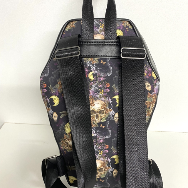 Skull and Moon Coffin Shaped Backpack