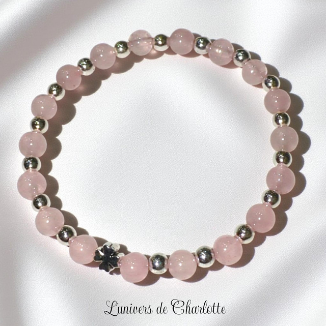 Bracelet "Quartz rose" - Perle 6 mm - REF55