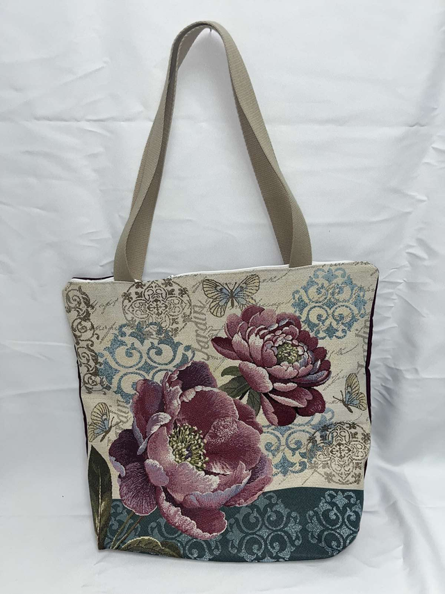 Sac jacquard pivoine