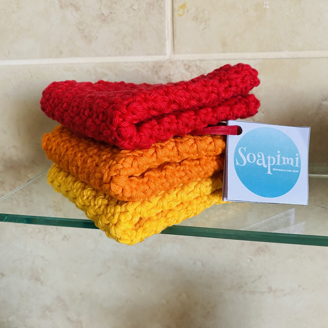 Soapimi Set of Three Cotton Crochet Washcloths