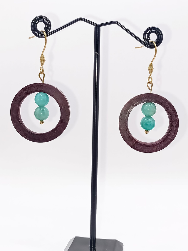  Boucles d'Oreilles Amazonite Cœur d'Amarante