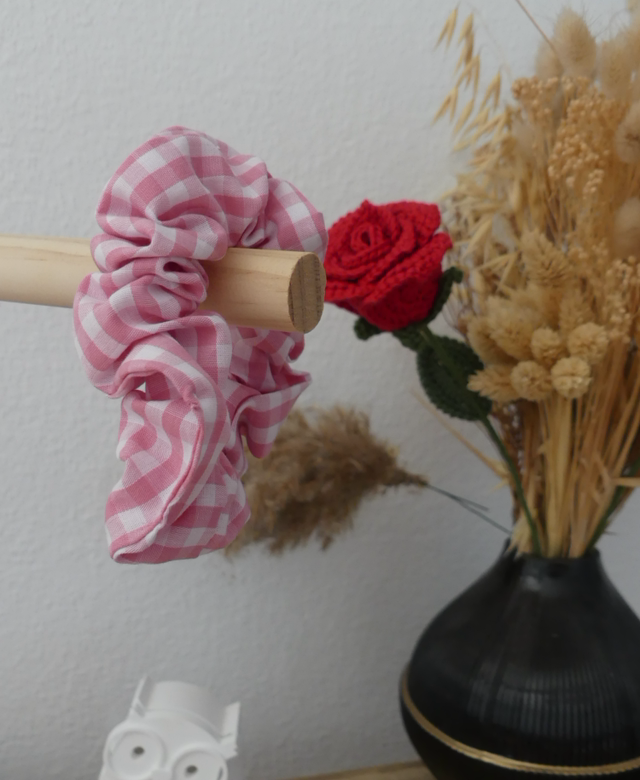 Chouchou Ève vichy rose 