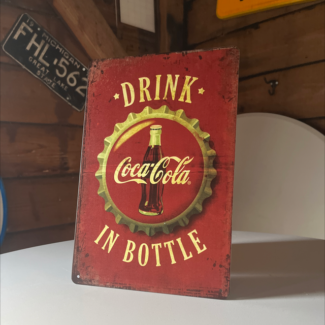 Drink cola in bottle metalen bord - 20x30 cm