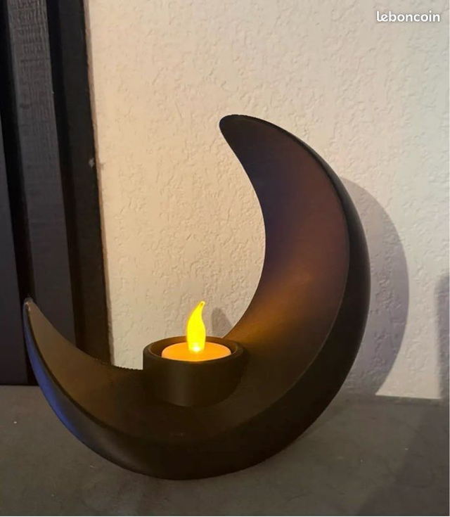 Porte-bougie lune avec bougie LED