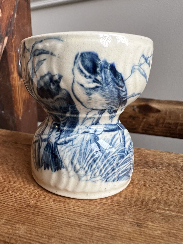 COQUETIER OISEAUX 1 - Coquetier Diabolo aux oiseaux de la manufacture de Gien - Terre de Fer 