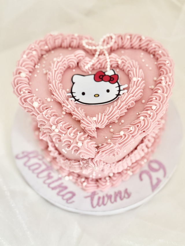 Hello Kitty Pink Heart Birthday Cake