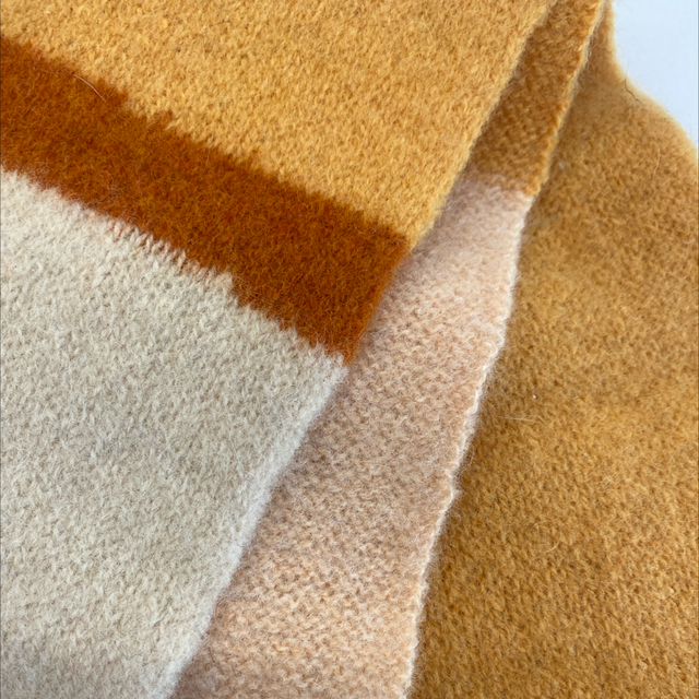 Wind Knitted Scarf light pink linen yellow rust