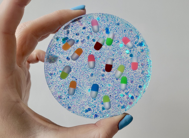 Coaster - Blue Glitter - Pills
