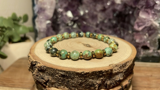 Bracelet TURQUOISE AFRICAINE 6mm (Avec hématites)