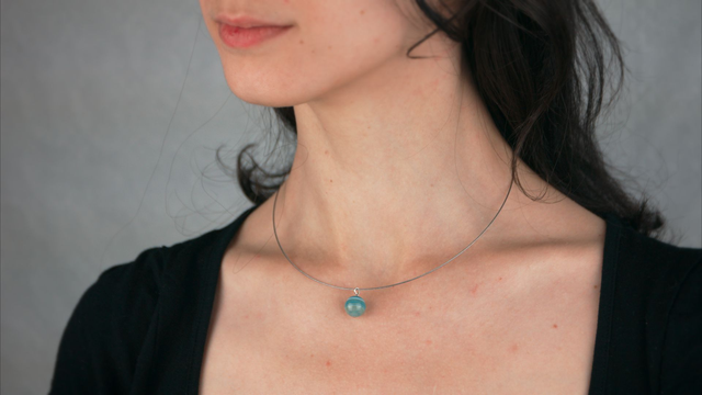 Collier pendentif agate bleue