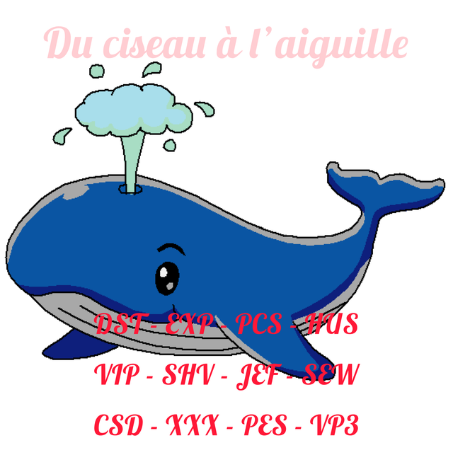 fichier broderie Baleine - 3 Tailles / 12 Formats