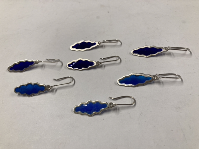 Cloud Chips Silver earrings fire enamel
